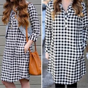 J. Jill Black & White Plaid Popover Tunic Dress, Small